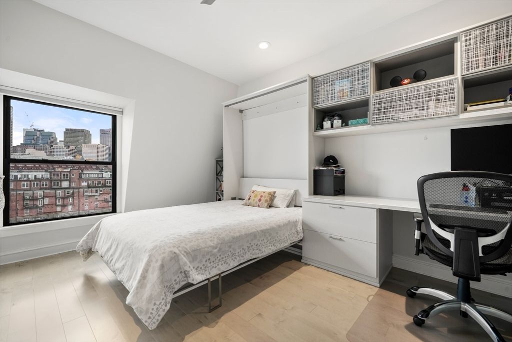 Bedroom, Home Office, Interior, Recessed Lighting, Wood Texture Flooring