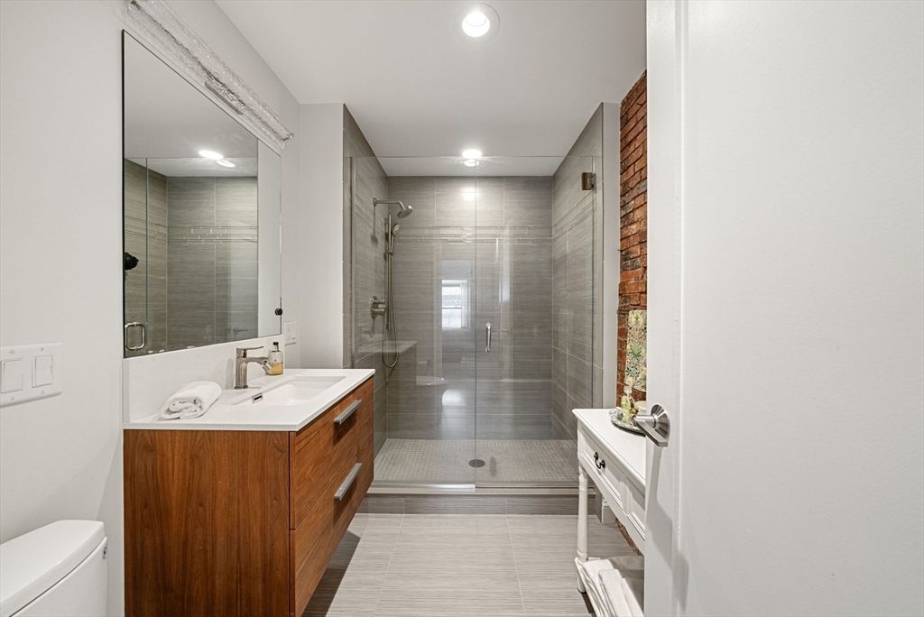 Bathroom, Glass Shower, Interior, Recessed Lighting