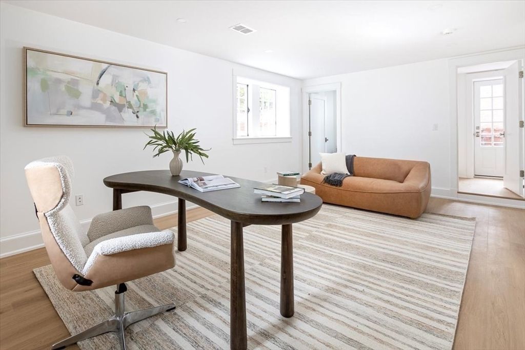 Home Office, Interior, Recessed Lighting, Wood Texture Flooring