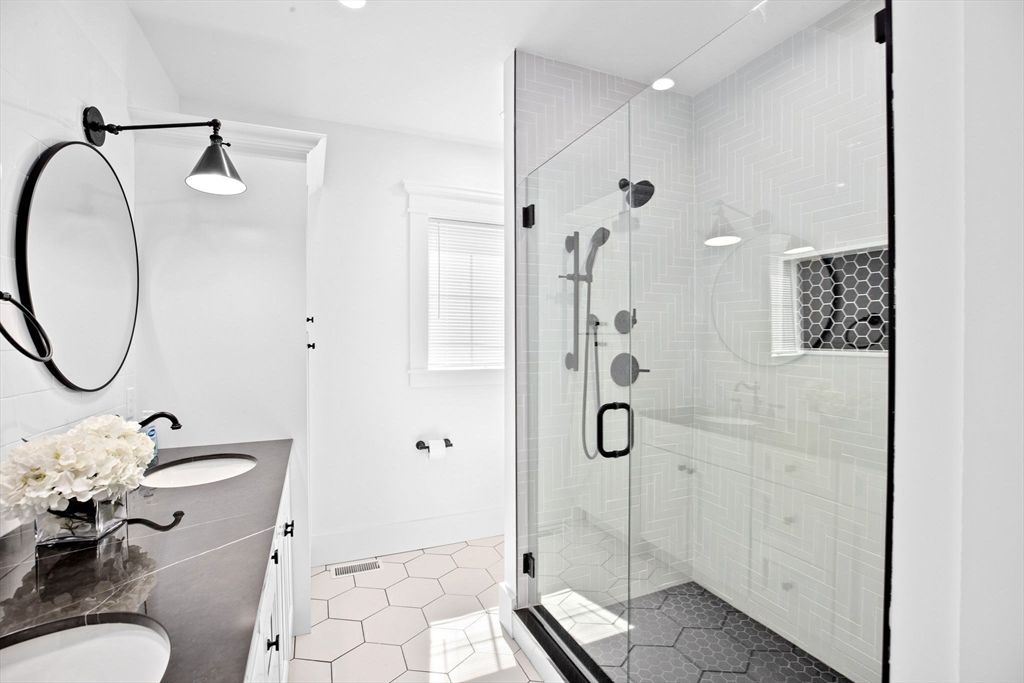 Bathroom, Dual Sink Vanities, Glass Shower, Interior, Recessed Lighting