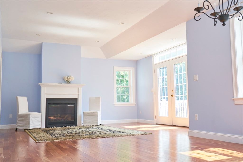 Empty room, Fireplace, Interior, Recessed Lighting, Wood Texture Flooring