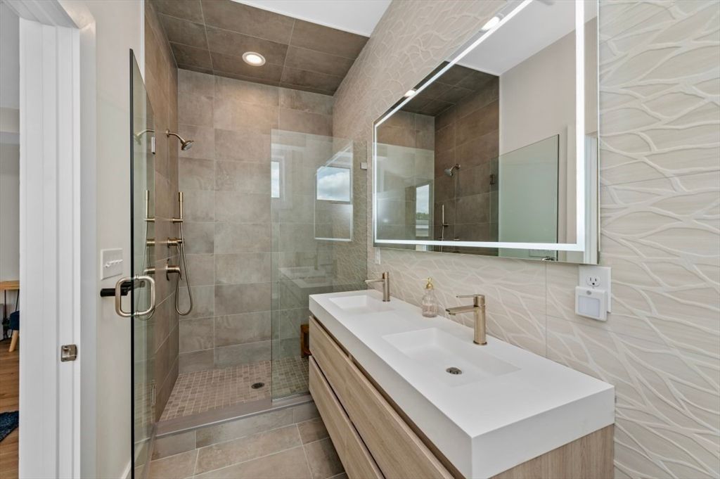 Bathroom, Glass Shower, Interior, Recessed Lighting
