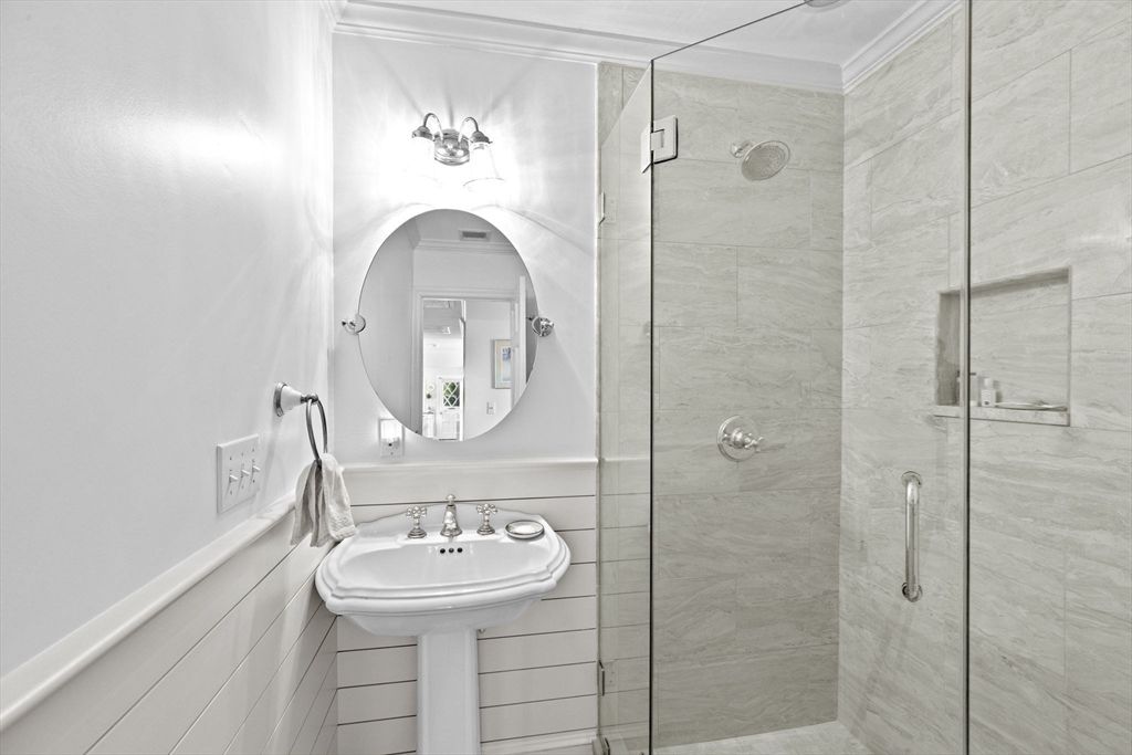 Bathroom, Glass Shower, Interior, Marble Walls