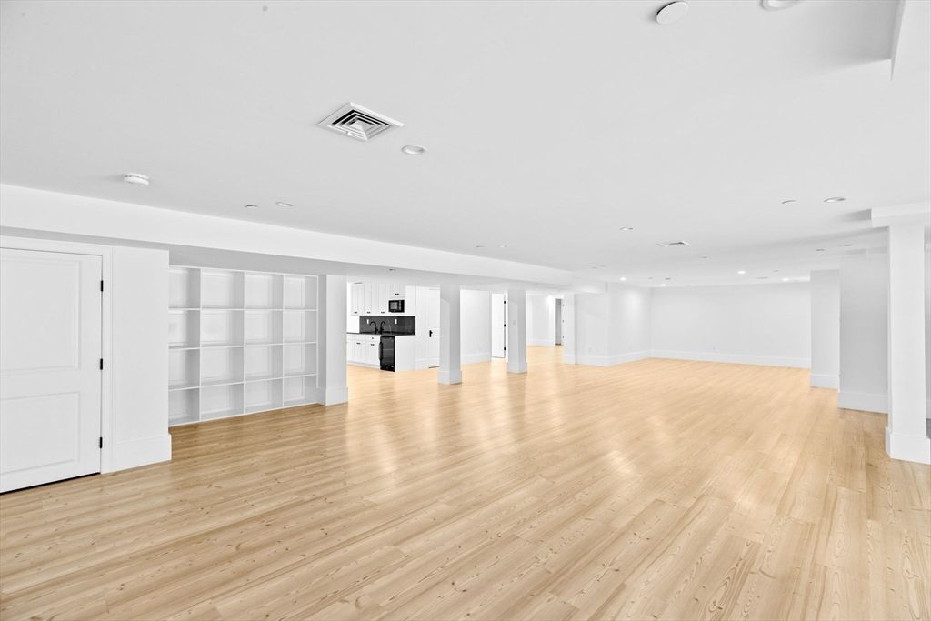 Empty room, Interior, Kitchen, Recessed Lighting, Wood Texture Flooring