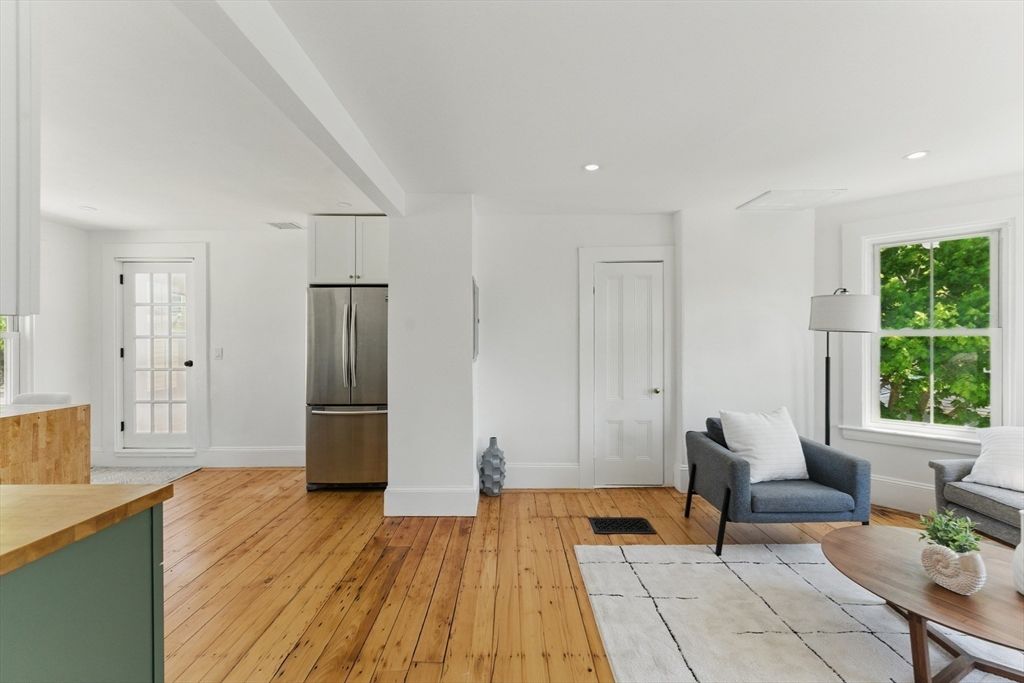 Interior, Kitchen, Living room, Recessed Lighting, Stainless Steel Appliances, Wood Texture Flooring