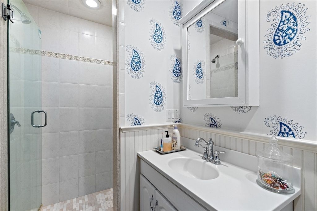 Bathroom, Glass Shower, Interior, Recessed Lighting