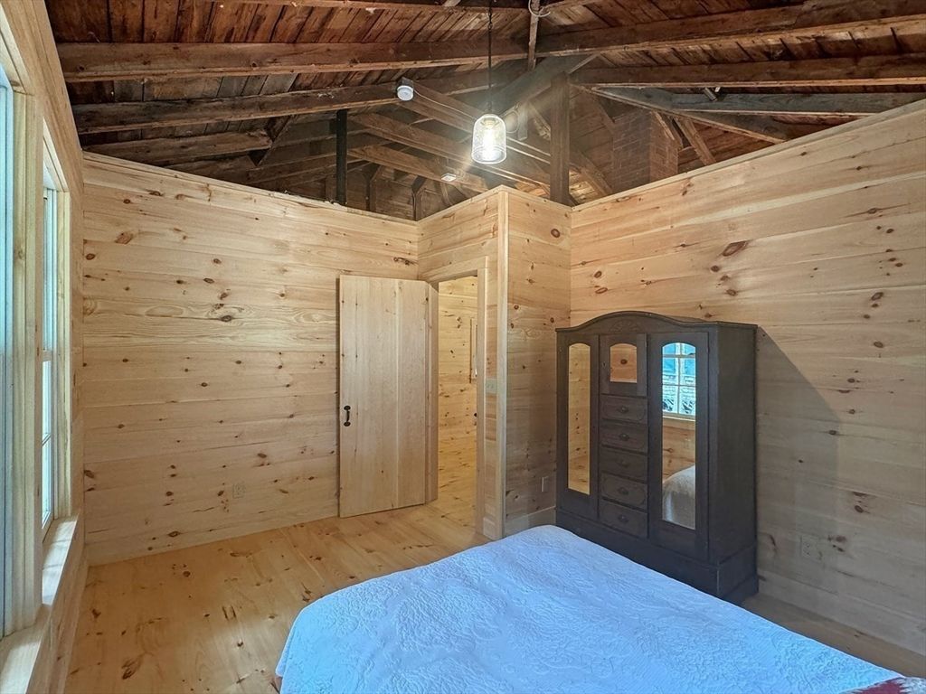 Bedroom, Interior, Pendant Lights, Wooden Beams, Wooden Ceilings, Wood Texture Flooring, Wooden Walls