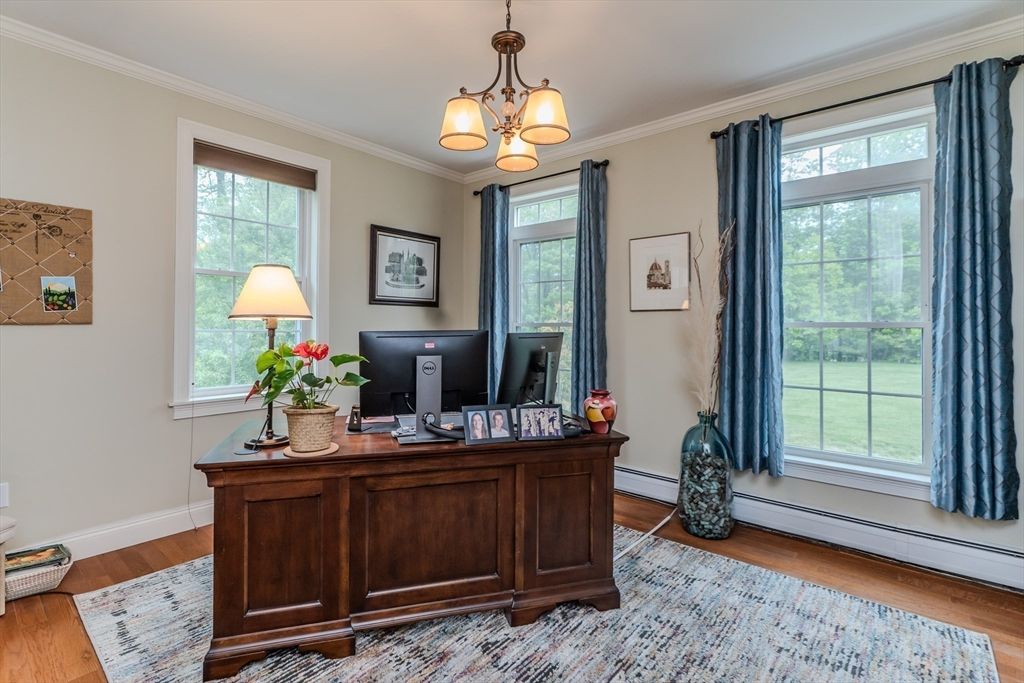 Home Office, Interior, Pendant Lights, Wood Texture Flooring