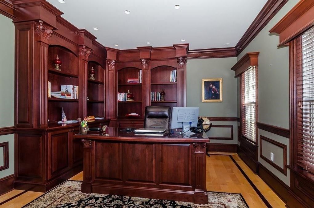 Home Office, Interior, Recessed Lighting, Wood Texture Flooring
