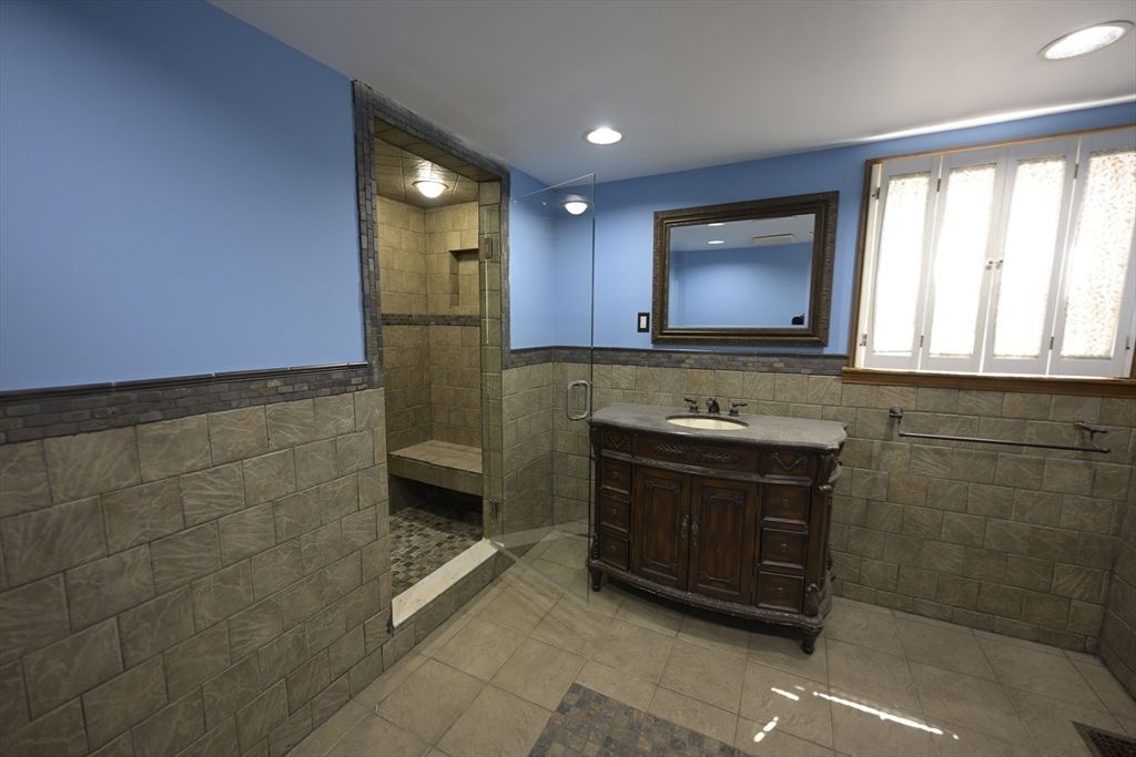 Bathroom, Glass Shower, Interior, Recessed Lighting