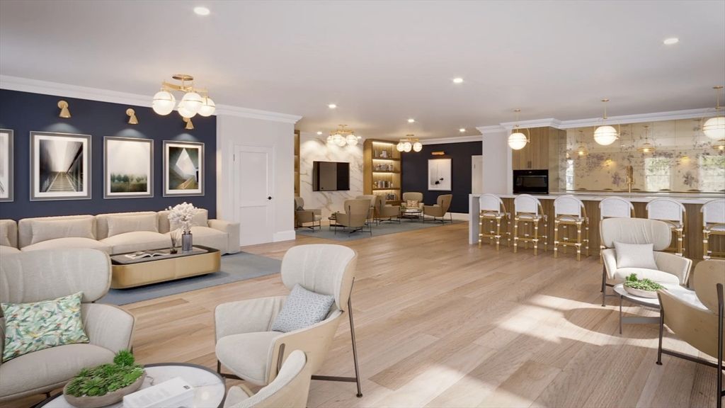 Interior, Living room, Pendant Lights, Recessed Lighting, Wood Texture Flooring