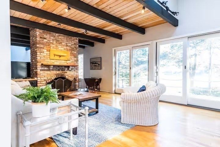 Fireplace, Interior, Living room, Stone Walls, Wooden Beams, Wooden Ceilings, Wood Texture Flooring