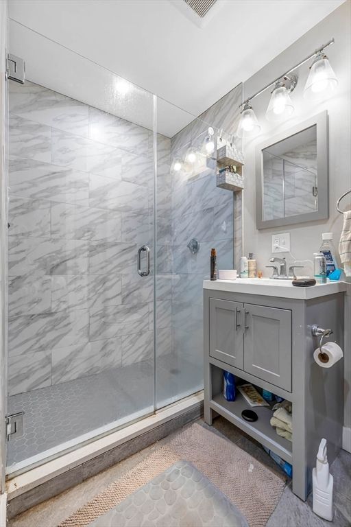 Bathroom, Glass Shower, Interior, Marble Walls