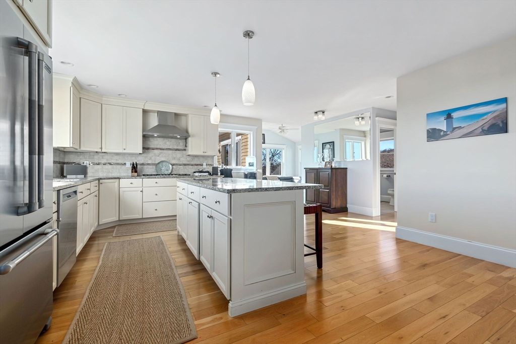 Interior, Kitchen, Pendant Lights, Stainless Steel Appliances, Wood Texture Flooring