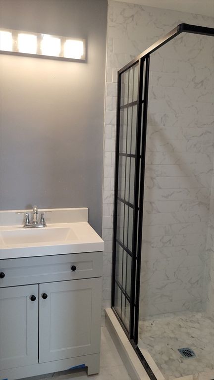 Bathroom, Glass Shower, Interior, Marble Walls