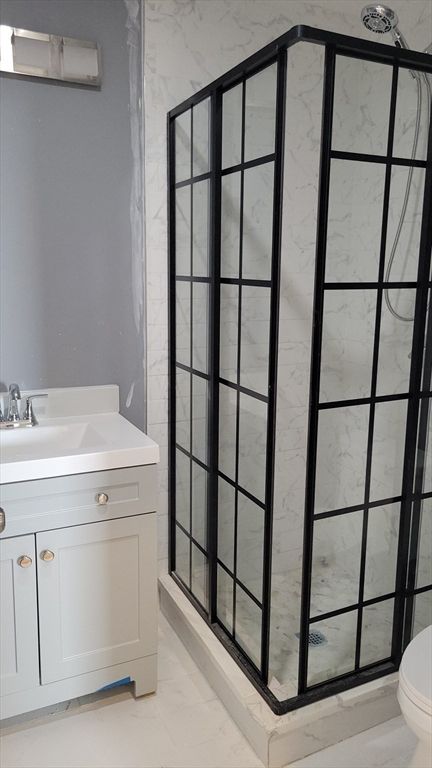 Bathroom, Glass Shower, Interior, Marble Walls
