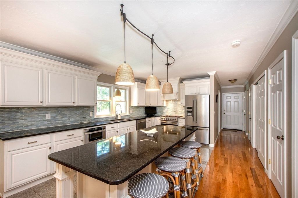 Interior, Kitchen, Pendant Lights, Stainless Steel Appliances, Wood Texture Flooring