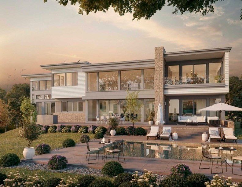 Exterior, Facade, Pool, Modern