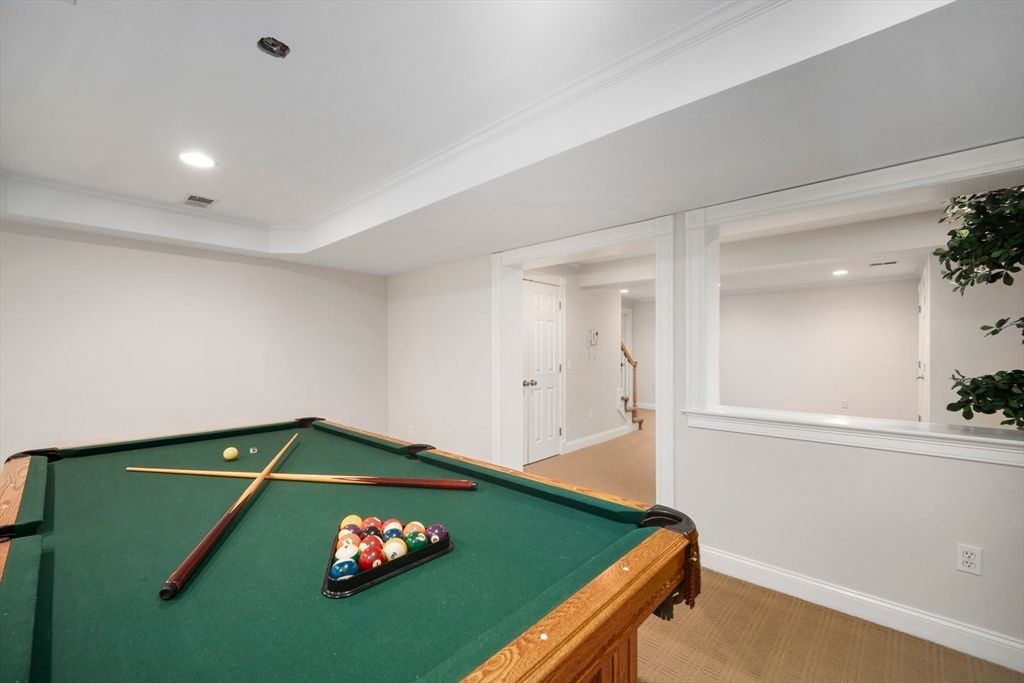 Billiard Table, Game Room, Interior, Recessed Lighting, Wood Texture Flooring