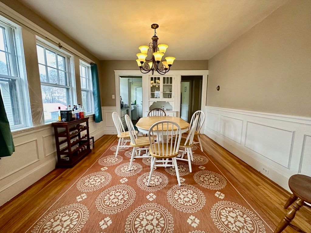 Chandelier, Dining room, Interior, Wood Texture Flooring