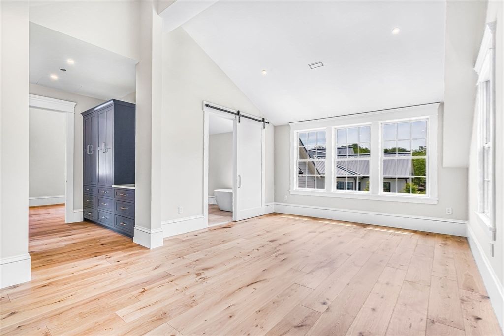 Bathroom, Empty room, Interior, Recessed Lighting, Wood Texture Flooring