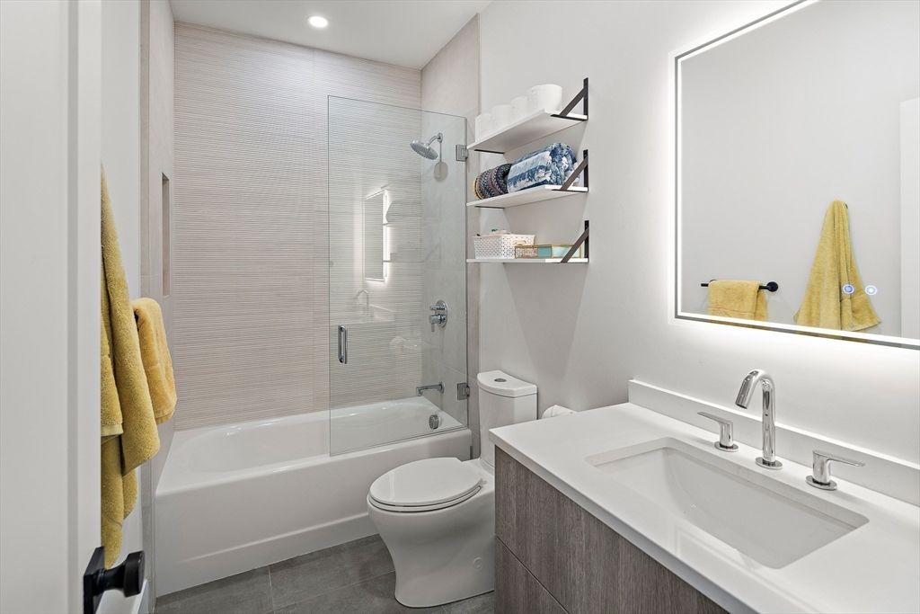 Bathroom, Glass Shower, Interior, Recessed Lighting