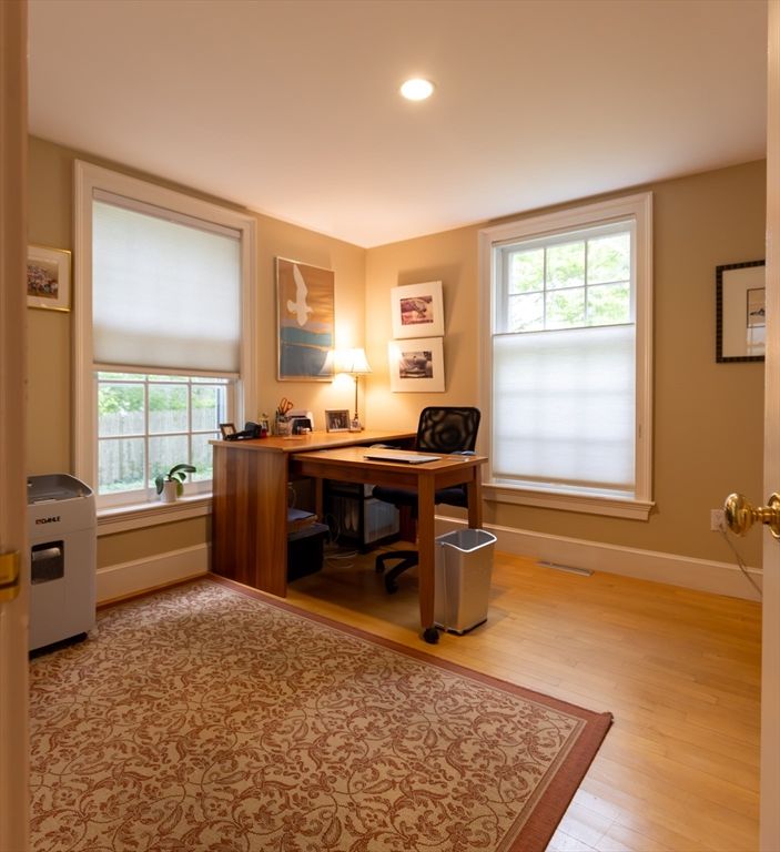 Home Office, Interior, Recessed Lighting, Wood Texture Flooring