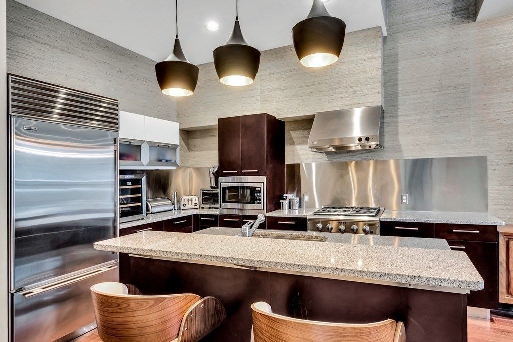 Interior, Kitchen, Pendant Lights, Recessed Lighting, Stainless Steel Appliances