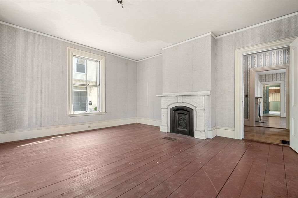 Empty room, Fireplace, Interior, Wood Texture Flooring