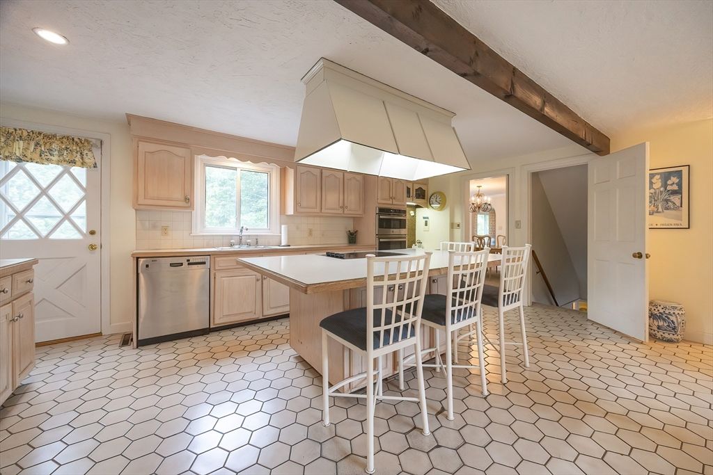 Interior, Kitchen, Recessed Lighting, Stainless Steel Appliances, Wooden Beams