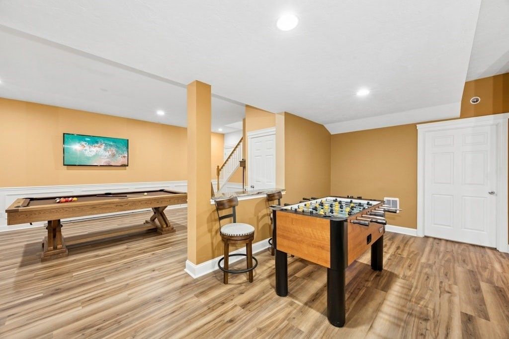 Game Room, Interior, Recessed Lighting, Wood Texture Flooring