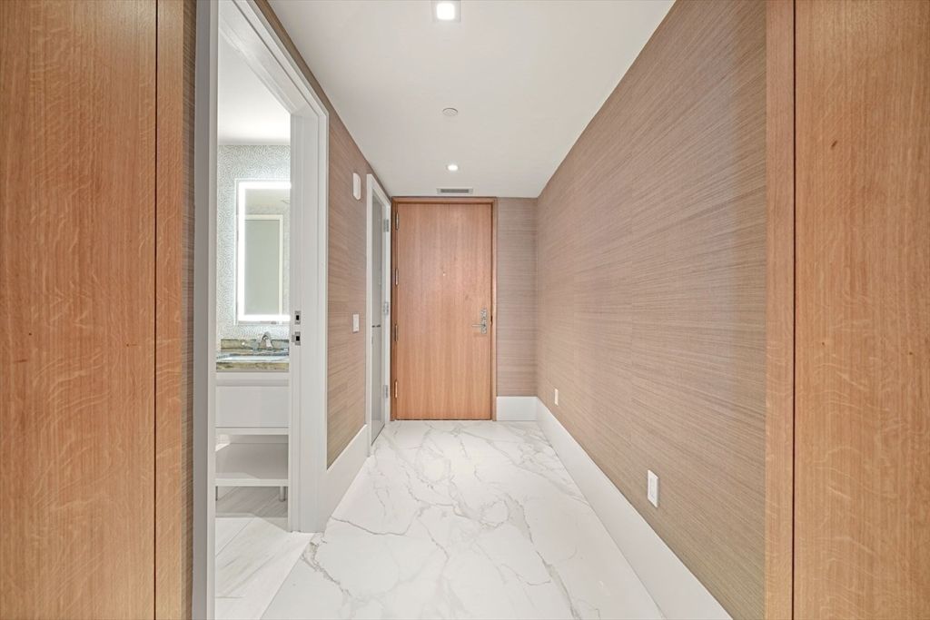 Bathroom, Interior, Marble, Recessed Lighting, Wooden Walls