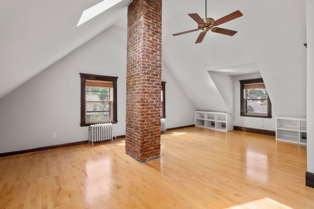 Empty room, Fireplace, Interior, Stone Walls, Wood Texture Flooring