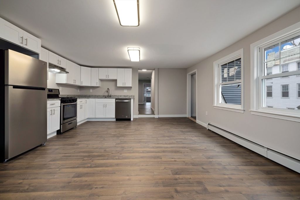 Interior, Kitchen, Stainless Steel Appliances, Wood Texture Flooring