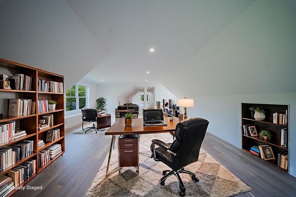 Home Office, Interior, Recessed Lighting, Wood Texture Flooring