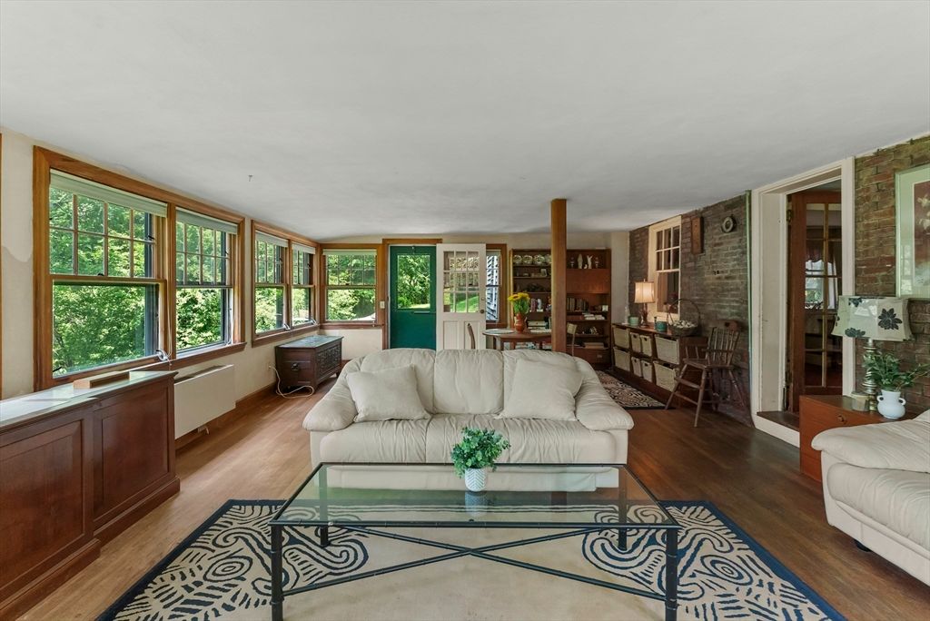 Interior, Living room, Stone Walls, Wood Texture Flooring