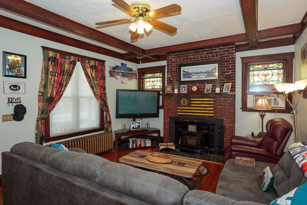 Fireplace, Interior, Living room, Stone Walls, Wooden Beams