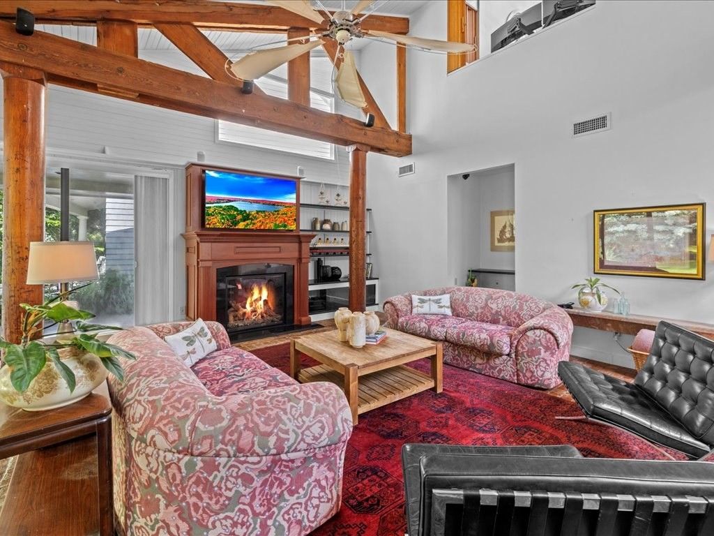 Fireplace, Interior, Living room, Wooden Beams