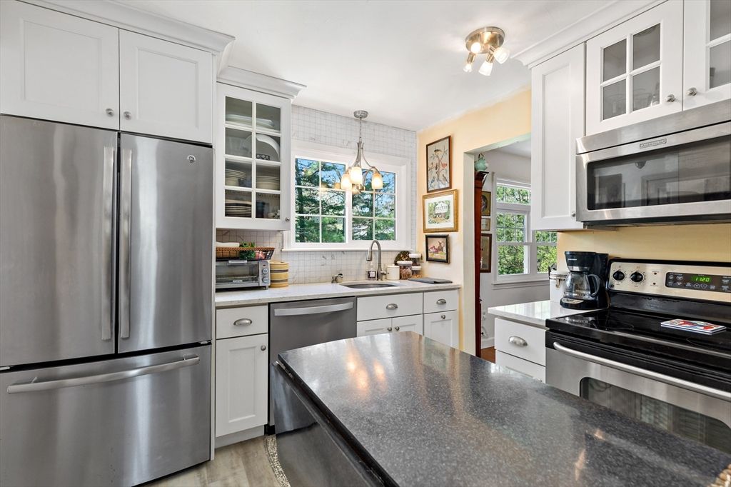 Interior, Kitchen, Pendant Lights, Stainless Steel Appliances, Wood Texture Flooring