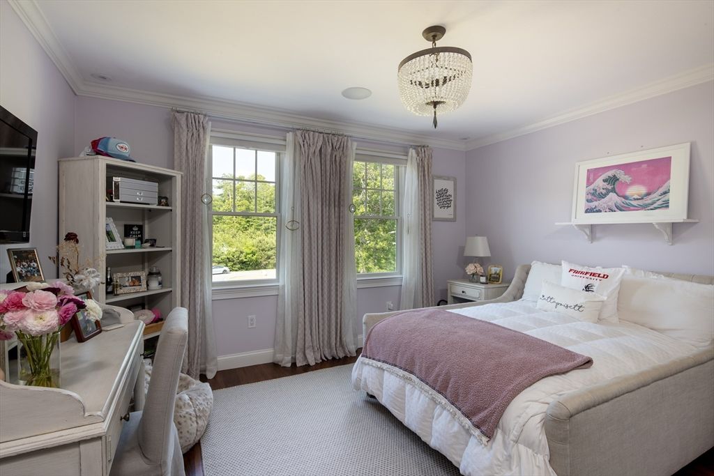 Bedroom, Chandelier, Interior, Wood Texture Flooring