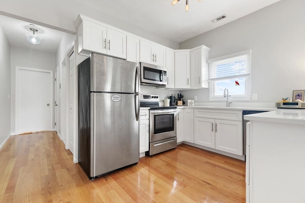 Interior, Kitchen, Stainless Steel Appliances, Wood Texture Flooring