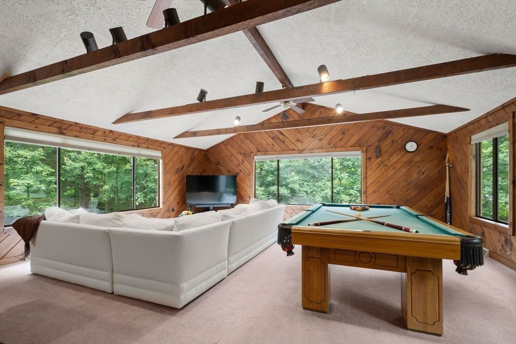 Billiard Table, Game Room, Interior, Living room, Wooden Beams, Wooden Walls