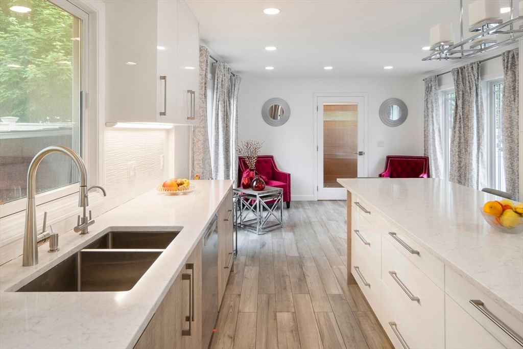Interior, Kitchen, Recessed Lighting, Wood Texture Flooring