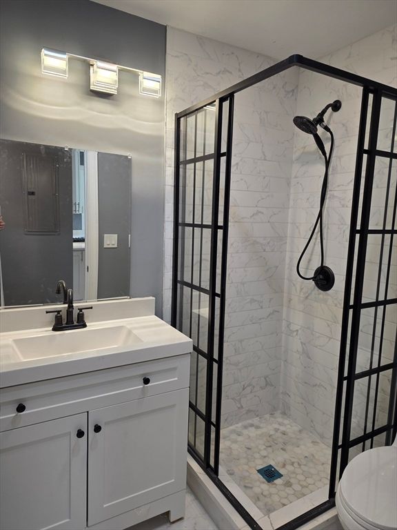 Bathroom, Glass Shower, Interior, Marble Walls