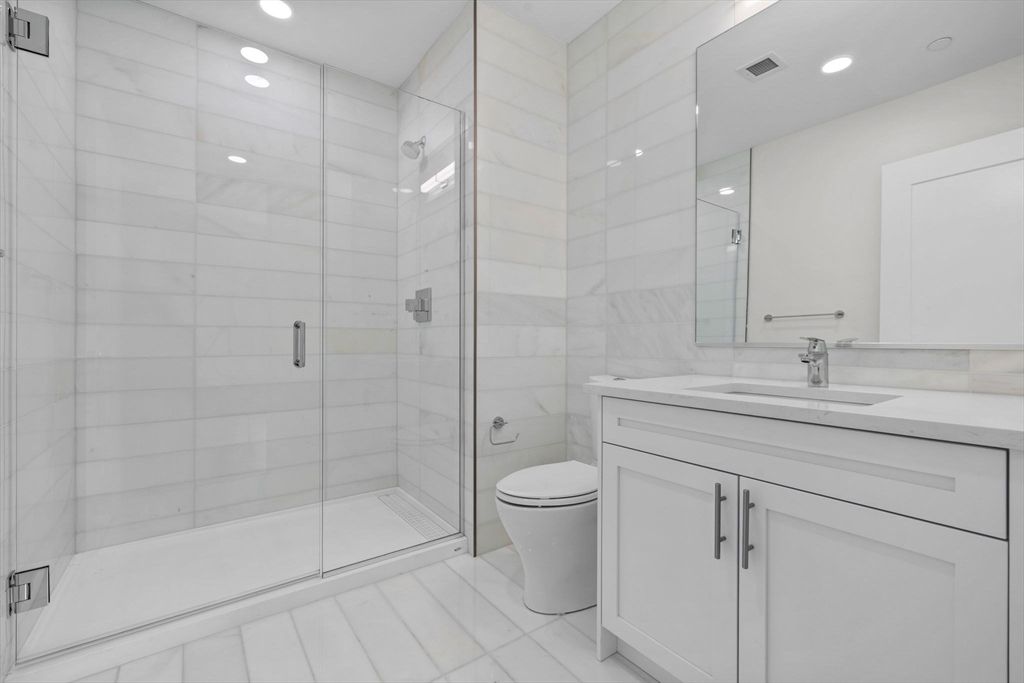 Bathroom, Glass Shower, Interior, Recessed Lighting