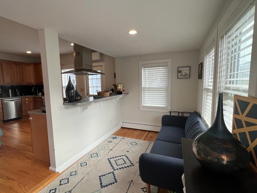 Interior, Kitchen, Living room, Recessed Lighting, Stainless Steel Appliances, Wood Texture Flooring