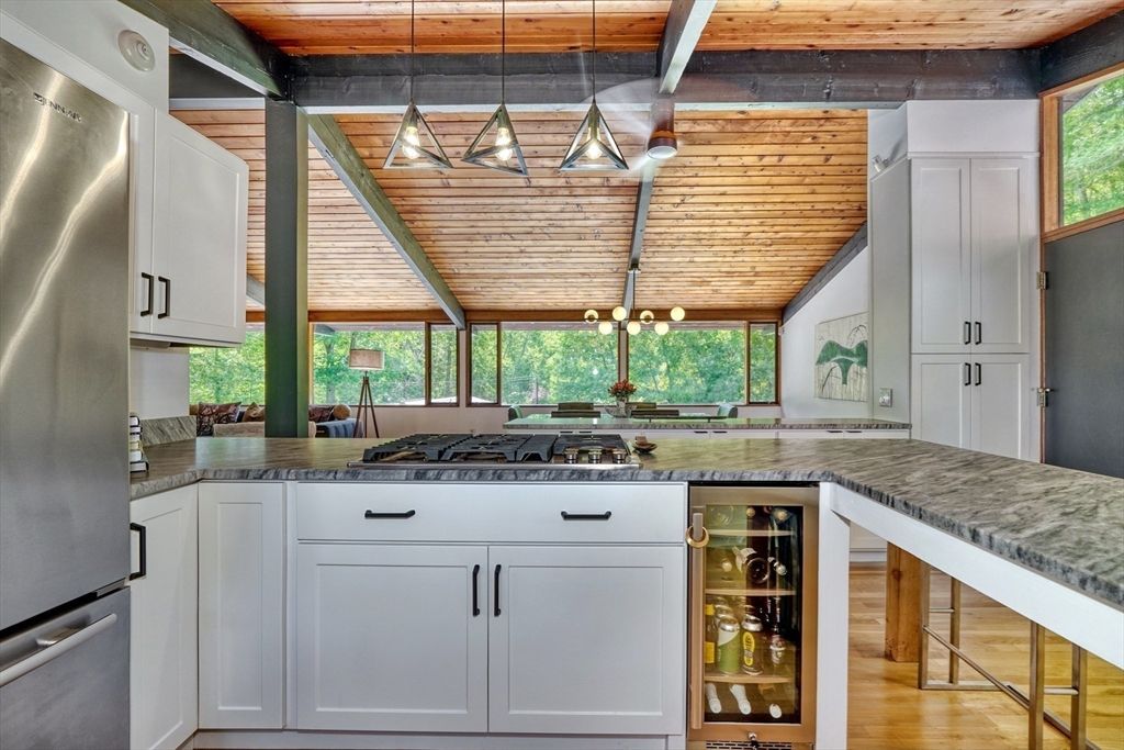 Interior, Kitchen, Pendant Lights, Stainless Steel Appliances, Wooden Ceilings