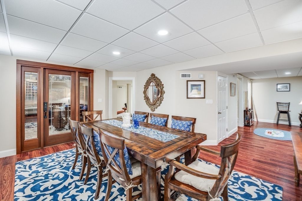 Dining room, Interior, Recessed Lighting, Wood Texture Flooring