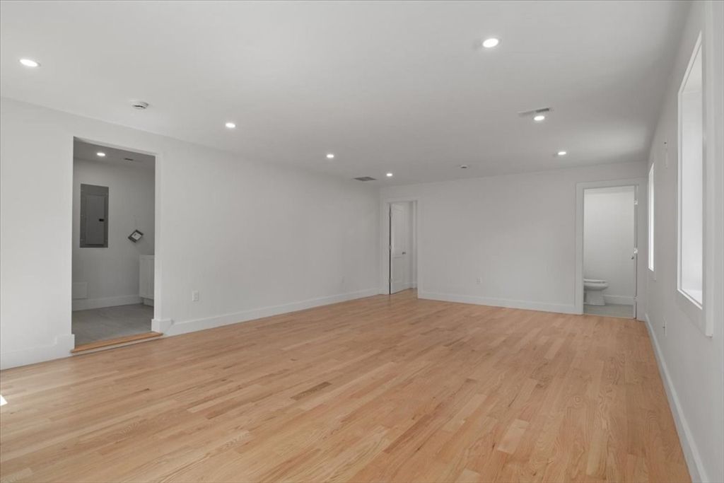 Bathroom, Empty room, Interior, Recessed Lighting, Wood Texture Flooring