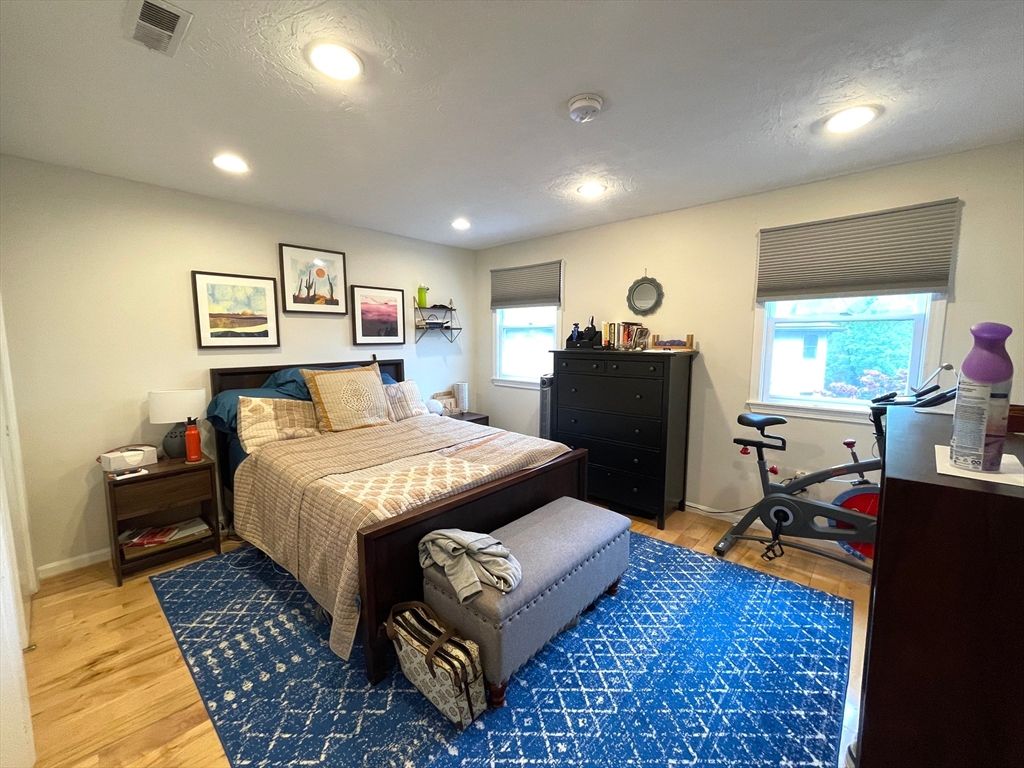 Bedroom, Fitness Equipment, Interior, Recessed Lighting, Wood Texture Flooring